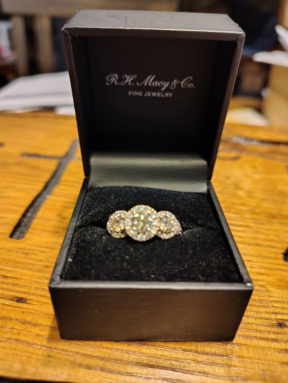 R. H. Macy & Co. Fine Jewelry Gold Three-Cluster Diamond Ring